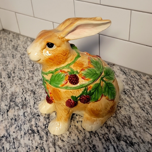 Fitz and Floyd Other - Fitz & Floyd Blackberry Rabbit Handcrafted Cookie Jar